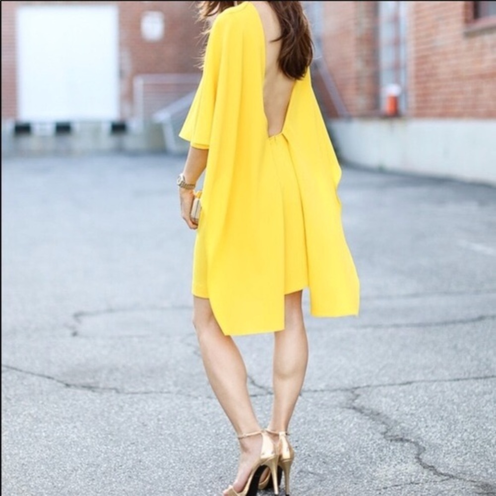 NWT Zara Backless Cape mini dress Golden Yellow